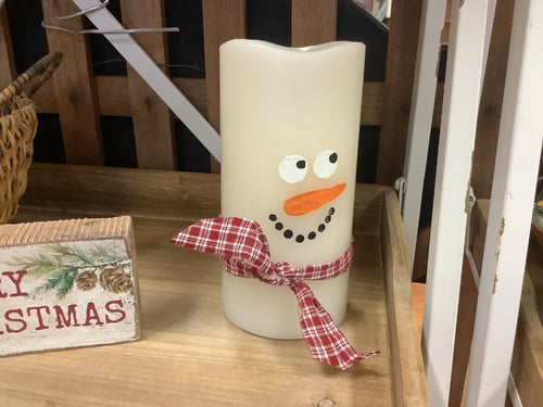 Snowman Battery Candle