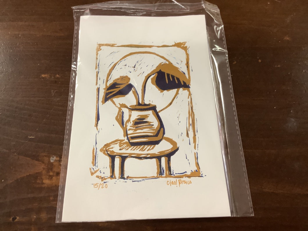 Monstera Reduction Linocut Print