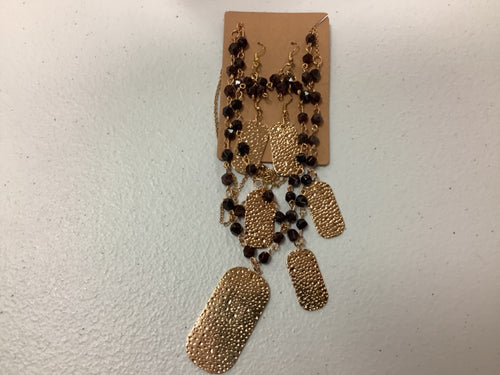 Large gold earring/necklace combo