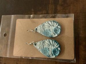 Blue floral earrings