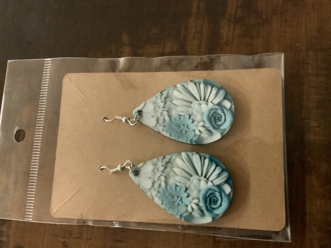 Blue floral earrings