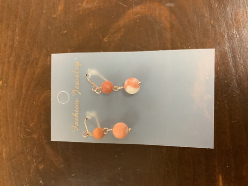 Double pink marble earrings