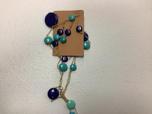 Dark light blue marble earring/necklace combo