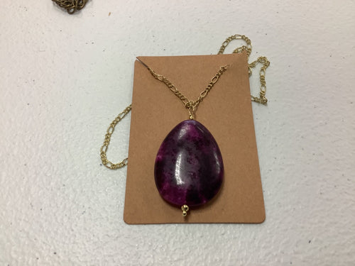 Large purple rock necklace