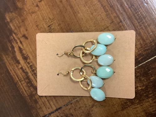 Light blue, gold earrings