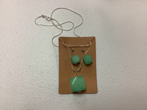 Large light green necklace/earring combo