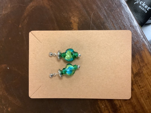 Green twist earrings
