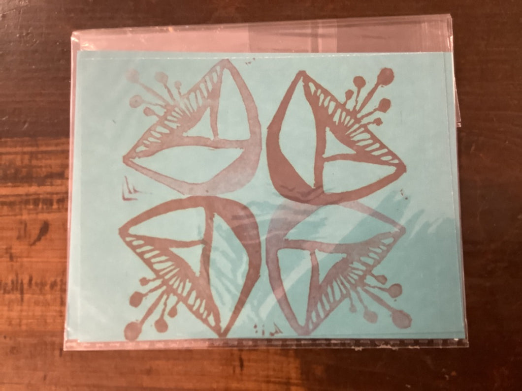 Linocut Blank Card And Envelope