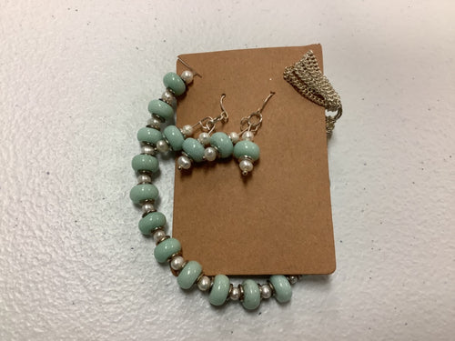Light blue silver earring/necklace combo