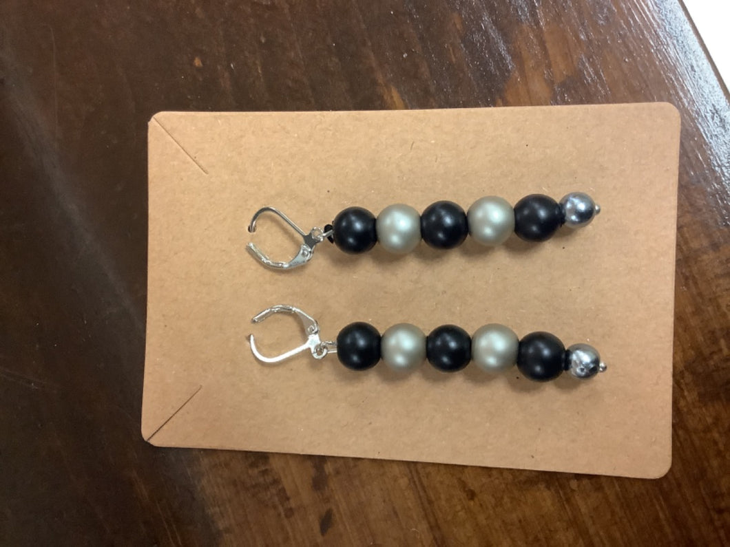 Matte black/silver earrings