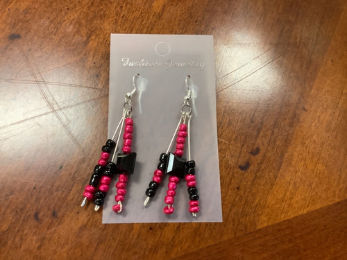 Hot pink and black earrings