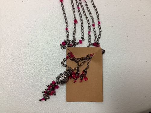 Hot pink earring/necklace combo