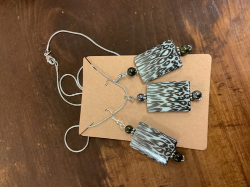 Animal print necklace/earring combo