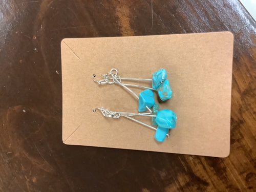 Blue marble rock earrings