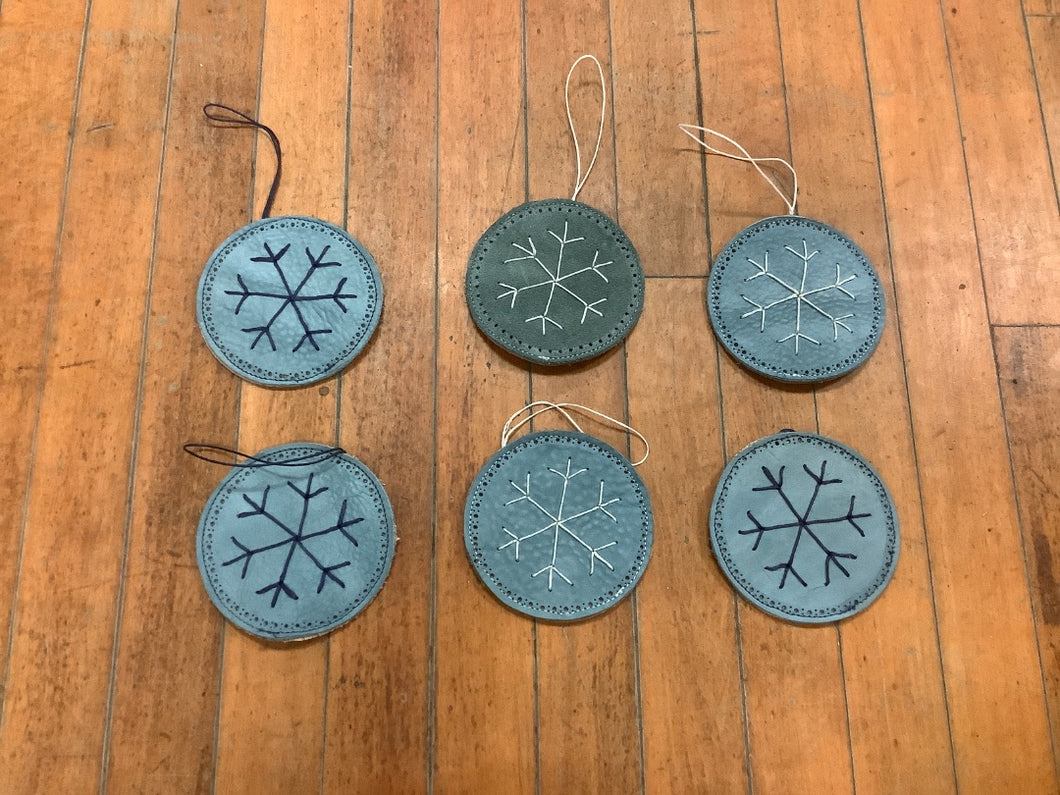 Leather Snowflake Globe Ornament