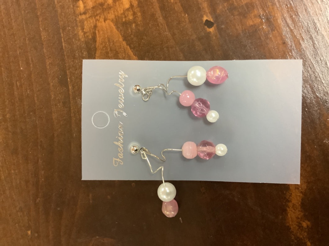 Pink/white earrings