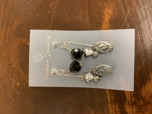 Black silver earrings