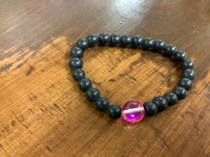 Matte black/pink bracelet