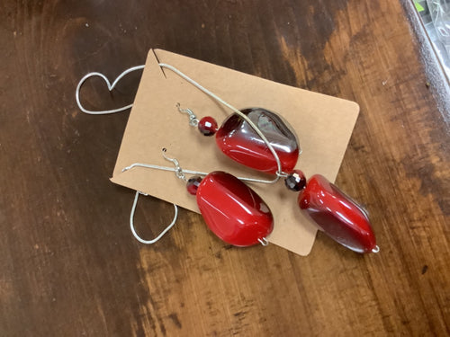 Large red necklace/earring combo