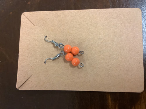 Double orange bead earrings