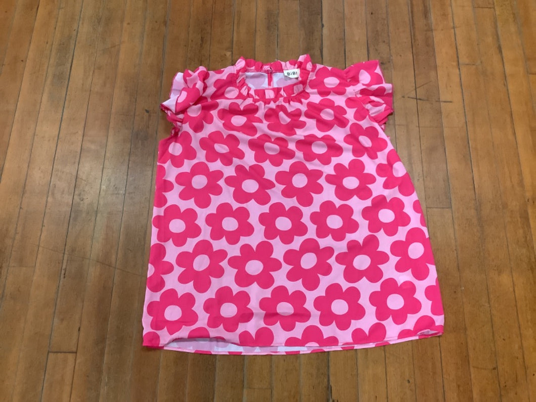 L Pink Flower Blouse