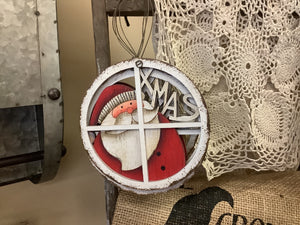 Round Window Santa Ornament