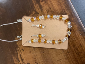 Orange/clear necklace earring combo