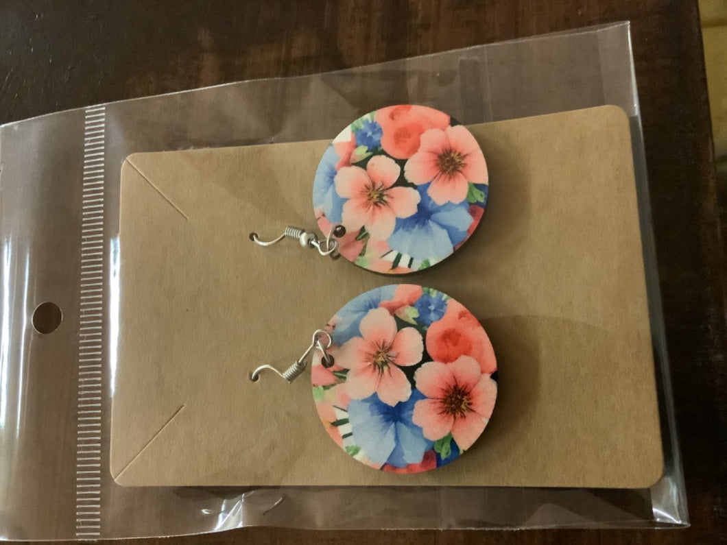 Pink floral earrings