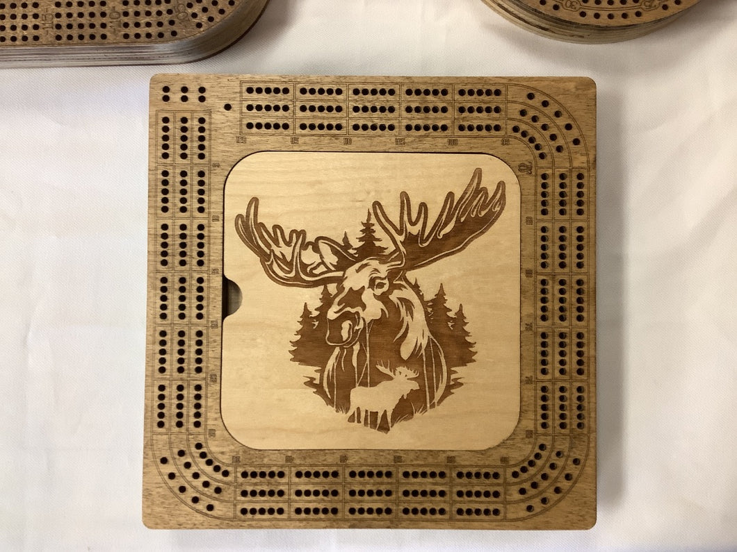 Large Moose Cribbage Board