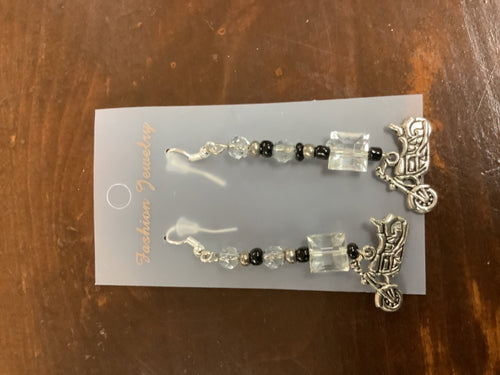 Black motor cycle earrings