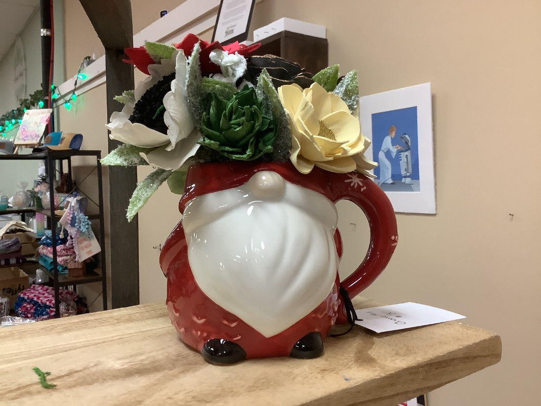 Gnome Mug Wooden Flower Bouquet