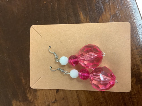 Large pink beaded earrings