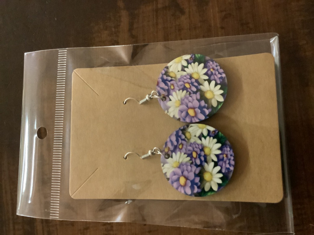 Purple floral earrings