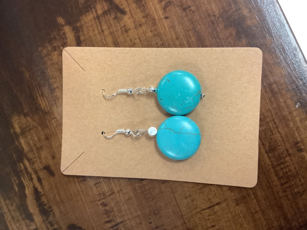 Medium blue marble earrings