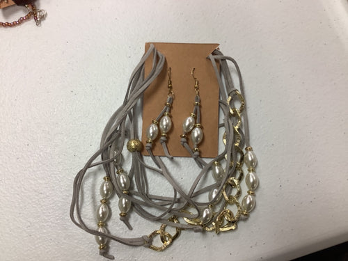 Grey gold earring/necklace combo