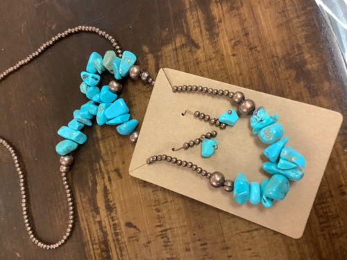 Blue stone necklace/earring combo