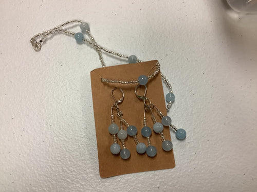 Light blue silver earring/necklace combo