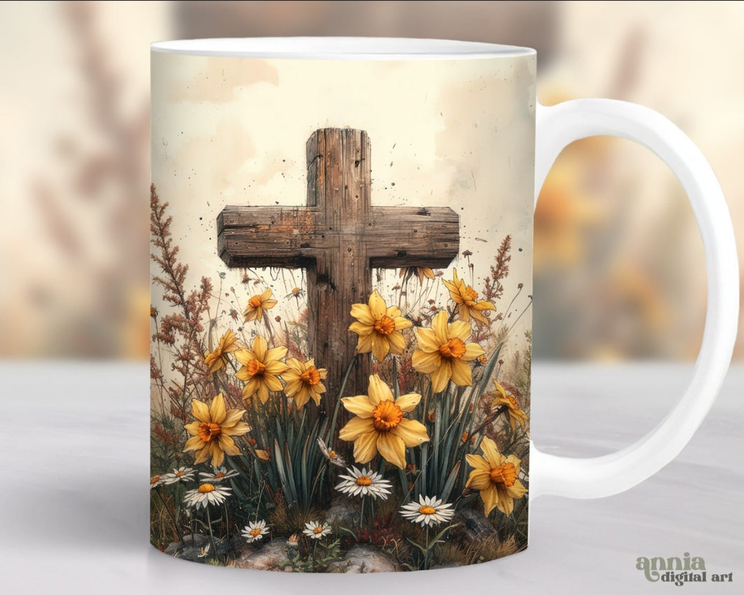 Floral Cross Coffee Mug