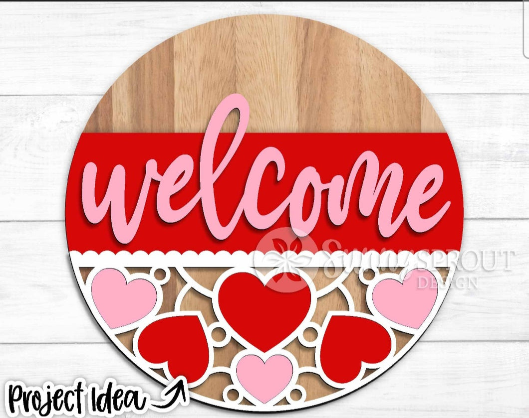 Welcome Hearts Door Hanger