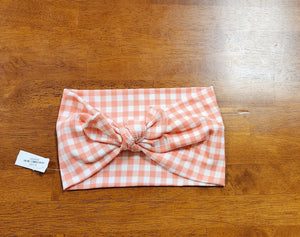 Pink & White Gingham Headband