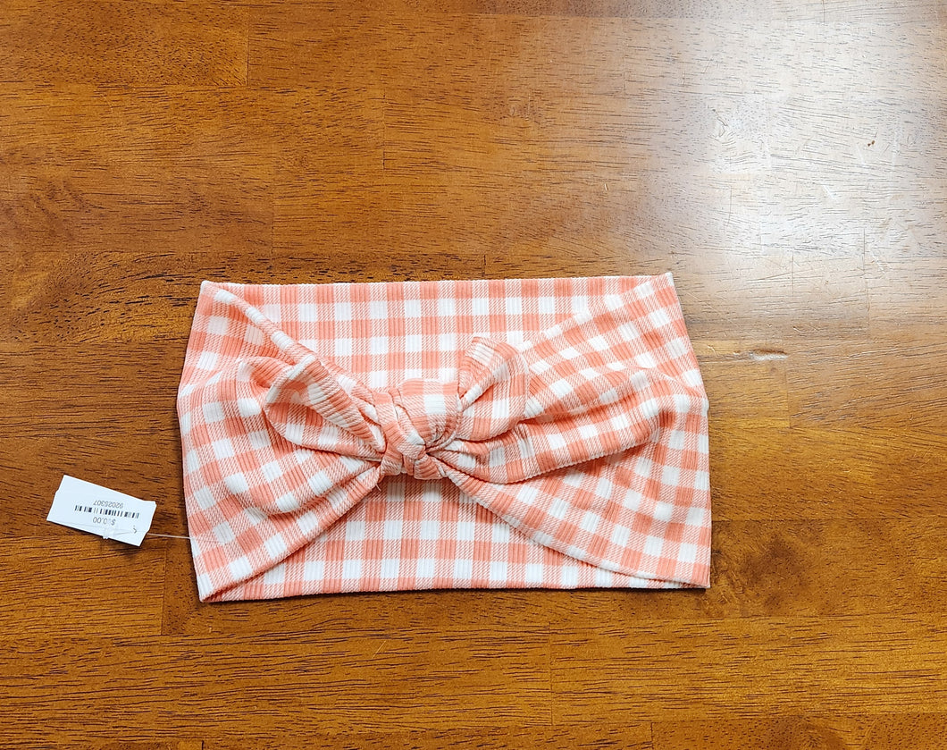 Pink & White Gingham Headband