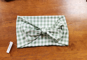 Green & White Gingham Headband