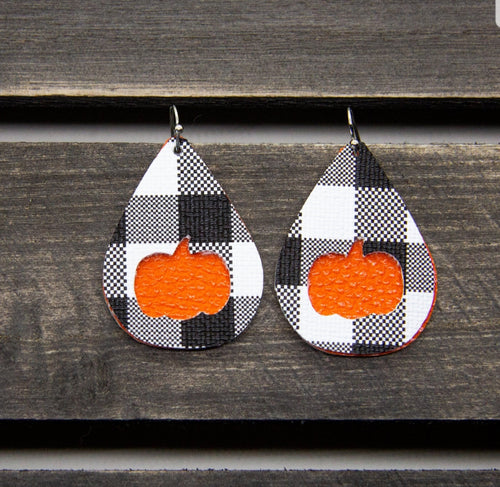 Pumpkin and plaid earrings