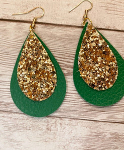 Gold and green earrings