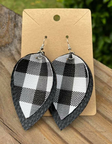 Black and White Plaid Earrings.