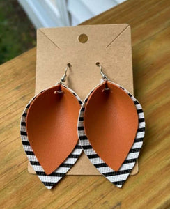 Orange and Stripe Earrings.