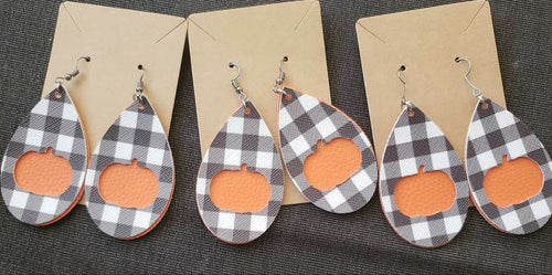 Plaid and Pumpkin Earrings