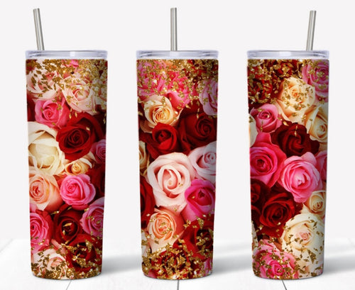 Gold & Pink Rose Tumbler