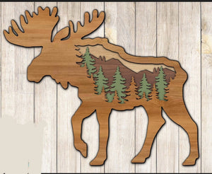 Wooden Moose Decor