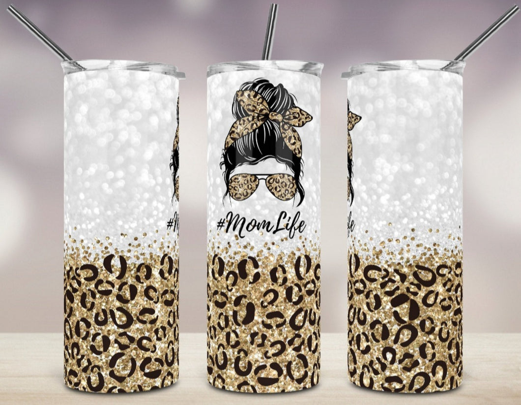 Cheetah and Glitter Momlife Tumbler